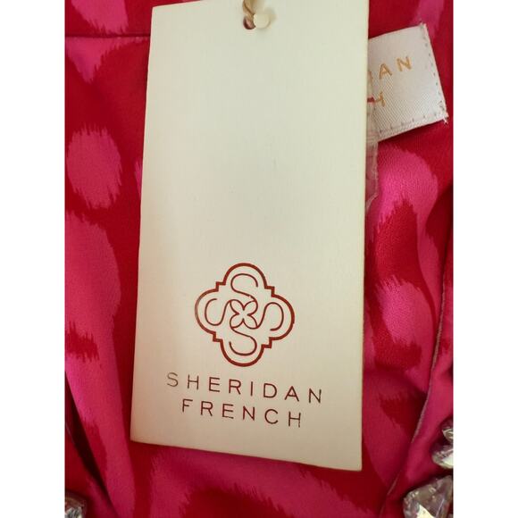 Sheridan French Ruby Azaleas Natalie 100% Poly Silk Pink Blouse Size XS - Picture 11 of 15